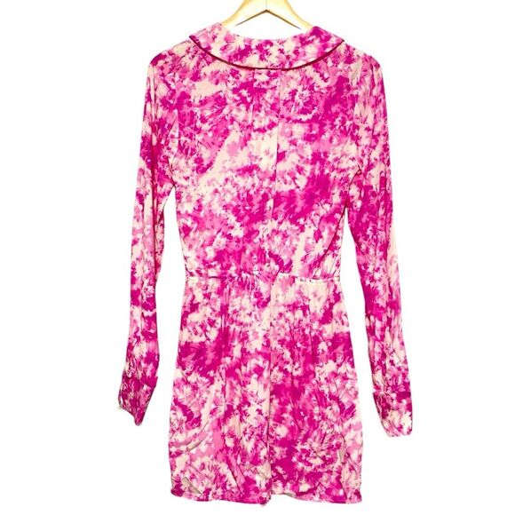 NEW For Love & Lemons Devon Shirt Pink & White Mini Dress Small - Picture 9 of 14